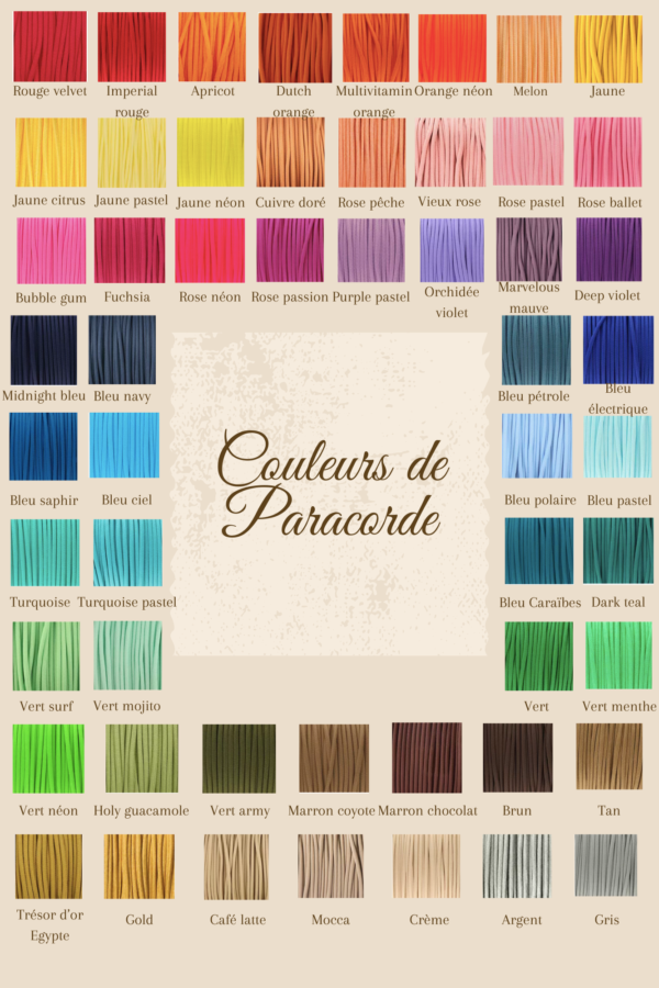Palette de couleurs de paracorde Elodog